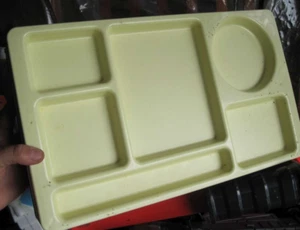 6 Plastic Preowned Lunch Trays with Various Sunken Compartments School Cafeteria - Picture 1 of 9