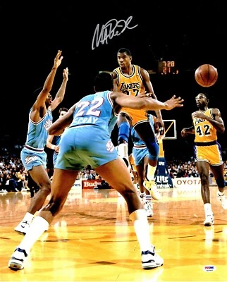 Magic Johnson Signed Auto LA Lakers 16x20 inch Photo HOF * WITNESSED PSA/DNA COA - Image 1 of 2