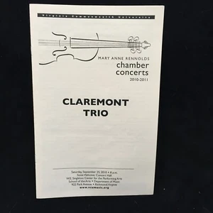 CLAREMONT TRIO - Concert Program, Sept 2010 - Richmond VA - Picture 1 of 2