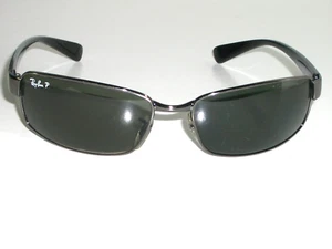 RAY-BAN RB3364 62[]17 SLEEK GUNMETAL POLARIZED CRYSTAL RECTANGULAR SUNGLASSES - Picture 1 of 8