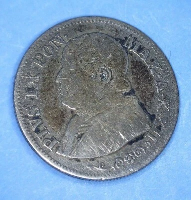 VATICAN 1868 SILVER 10 SOLDI - STATO PONTIFICIO - PIUS IX ANNO 22 - *69939048 🌈 - Image 1 of 2