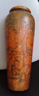 Rare  Early 1900S  Large Australian Tasmanian Huon Pine Pokerwork Vase,
