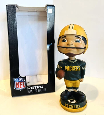 Green Bay Packers RETRO BOY NFL Bobblehead FOCO Bart Starr Brett Favre Foto 1 de 2