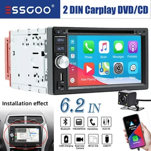 Double 2 Din Apple CarPlay & Android Auto 6" Radio Car Stereo with CD/DVD Player - Picture 1 of 15
