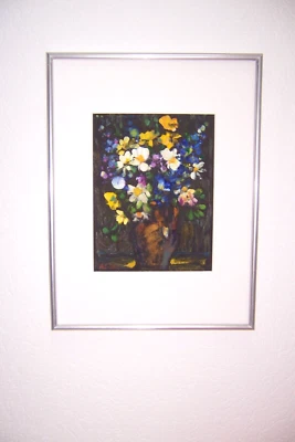 Gemälde "Blumengruß", Öl auf Karton,  Alla Sarkissian - Bild 1 von 3