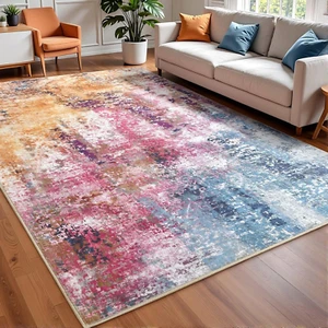 Modern Abstract Rugs for Living Room, 5'X7' Machine Washable Area Rug with Non S - Picture 1 of 12
