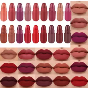 18Pcs Mini Lipstick Capsule Set for Women Waterproof Long Lasting Deep Red Matte - Picture 1 of 12