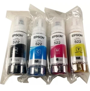 Genuine Epson 522 Ink Bottles 4 Pack for ET-2720 ET-2800 ET-2803 ET-4700 ET-4800 - Afbeelding 1 van 3