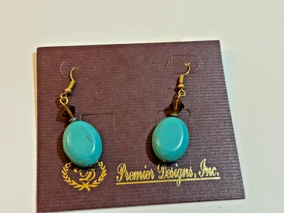 Pendientes perforados colgantes Premier Designs imitación turquesa ámbar paseo marítimo Foto 1 de 4
