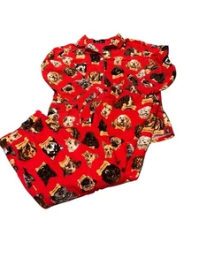Nick & Nora Milk Bone Dogs Flannel Pajamas Size Large Top & Pants 2 Piece Treats - Picture 1 of 2