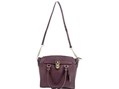 Michael Kors The Hamilton Leather Satchel Handbag + Strap Damson Purple New! NWT - Image 1 of 4