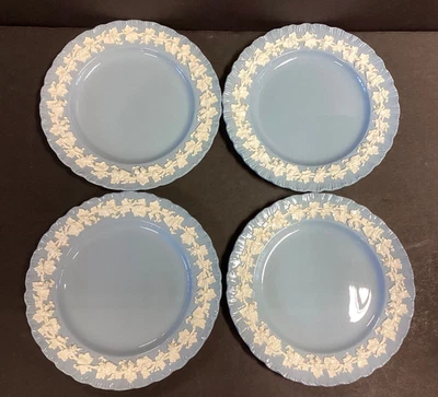 WEDGWOOD Cream on Lavender Set of 4 SALAD PLATES 8" Shell Edge Queensware - Image 1 of 2