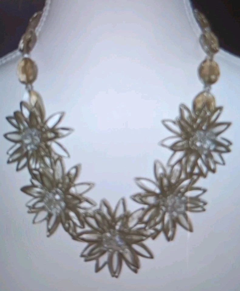 Joan Rivers Silver Gray Garden Party Stain Glass Clear Crystal 17.5" Necklace - Image 1 of 1