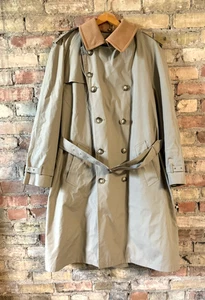 VTG 80s Brooks Brothers Men's Tan Belted Trench Coat w/Removable Lining - 40R - Picture 1 of 8