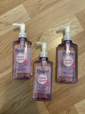 Desmaquillante de aceite de limpieza Biore 3 botellas BNWT 230mL x3 hecho en Japón Foto 1 de 2