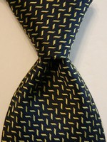 BROOKS BROTHERS Makers Mens 100% Silk Necktie Designer Geometric Blue/Yellow EUC