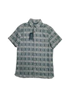 Perry Ellis Grey Multi Patterned Mens Button Down Shirt Linen Grey Small - Picture 1 of 2