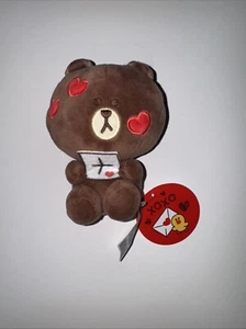 "Juguete de peluche Line Friends Love Letter Brown Bear pequeño de 6"" redondo 1 San Valentín" - Imagen 1 de 10