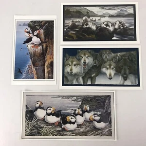 Lot 4 Vintage 80s 90s Postcards Animals Wildlife Art Alaska Gary Lyons Prints - Picture 1 of 6