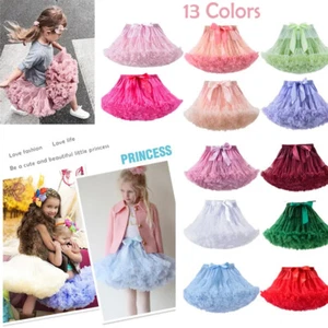Girls Kids Tutu Skirt Dance Petticoat Party Fancy Dress Ballet Fluffy Layer - Picture 1 of 25