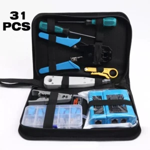 31 Pieces Network Ethernet LAN Kit Cable Tester Crimper Crimping Tool Set RJ45 - Picture 1 of 12