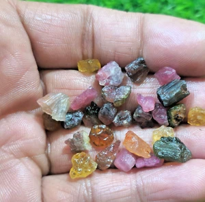 Amazing 27 Pcs Lot Multi Tourmaline Raw Size 6-12 MM Loose Gemstone For Jewelry - Picture 1 of 6