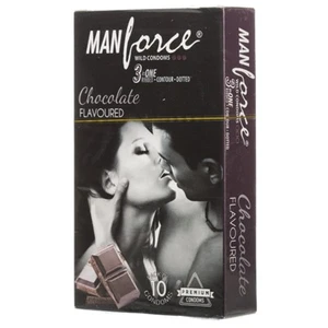 Pack of 10 Manforce Chocolate Flavored Extra Dotted 3 in 1 Male Condom - Picture 1 of 4