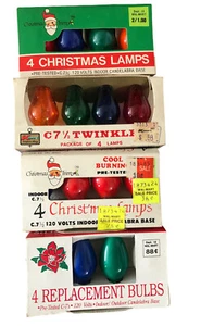 12 Vintage 1980's Santas Trim & Twinkle Christmas Replacement Bulbs in boxes - Bild 1 von 6