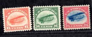 US 1918 AIR MAIL SC. #C1-C3 6 CENT IS NH C2-C3 HINGED NEAT PERFS GOOD CENTERING - Picture 1 of 2