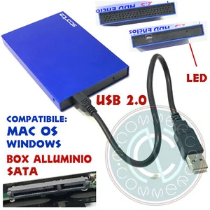 BOX ESTERNO 2.5 CUSTODIA CONTENITORE HD HDD SSD CASE USB2.0 HARD DRIVE DISK BLUE - Bild 1 von 1