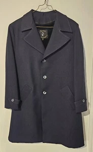 Vintage BOTANY WeatherTopper Navy Blue TrenchCoat Size 44 zip-out Faux Fur Liner - Picture 1 of 9