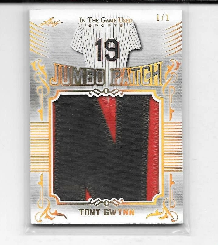 Hoja en el juego 2020 usado Tony Gwynn Jumbo 2 colores letra N parche # 1/1 Padres Foto 1 de 1