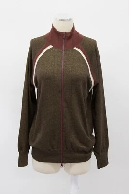 NWT$4745 Brunello Cucinelli Cashmere-Silk Shiny Lurex Beaded Zip Cardigan M A191 - Image 1 of 4