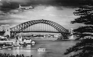 Pan Am World Airways Airlines Flugzeug im Flug über den Hafen von Sydney - Bild 1 von 2