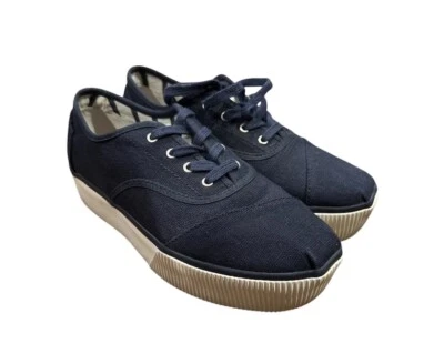 Zapatillas Toms Cordones Boardwalk Plataforma Mujer Con Cordones Talla 7.5 Azul Marino Foto 1 de 4