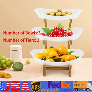 3 Tier Serving Bowls with Tray Snack Dessert Cake Stand Fruit Bowl for Party - Picture 1 of 18