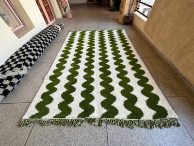 PRECIOSA ALFOMBRA BENIOURAIN, Alfombra Marroquí Hecha a Mano, Alfombra Verde, Alfombra de Salón, Foto 1 de 4