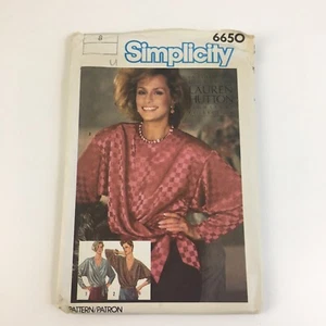 Camicetta avvolgente taglia 8 NON TAGLIATA vintage anni 80 modello 6650 pieghe asimmetriche cravatta gioiello - Foto 1 di 2