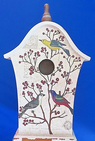 DECORATIVE BIRDHOUSE Wooden, Painted Distressed Shabby Look    NEW Cover