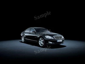 Póster fotográfico retro Mercedes-Benz 2005-09 S 500 negro alta resolución decoración de pared estampado - Imagen 1 de 1