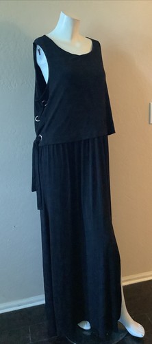 Maxi abito lungo Michael Kors nero senza maniche modesto taglia 1X