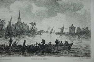 1640. JEAN VAN GOYEN. BORDS DE LA MERSE. ÄTZUNG VON MAXIME LALANNE UM 1860 - Bild 1 von 5