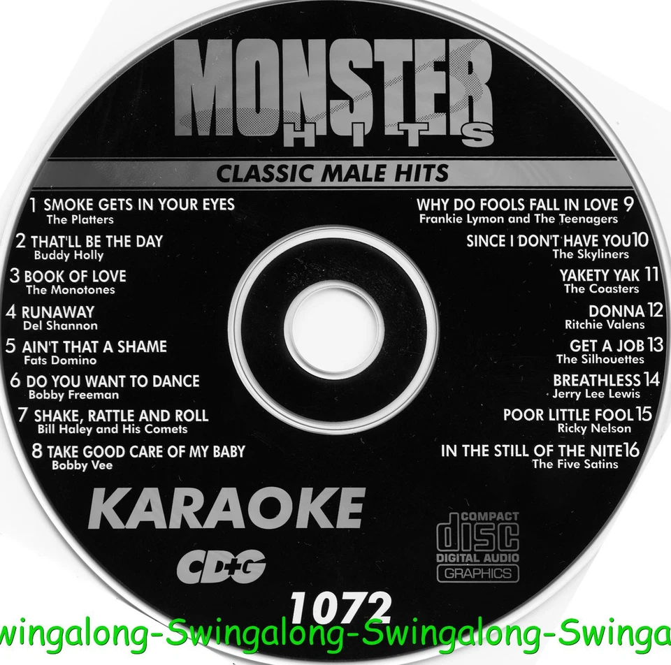 CLASSIC MALE MONSTER HITS KARAOKE CD+G VOL-1072 Boddy Holly IN WHITE SLEEVES - Image 1 of 1
