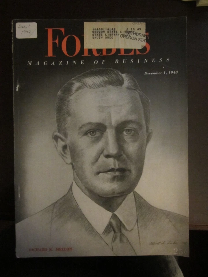 Forbes Magazine December 1948 Richard K. Mellon Lieutenant General Banker 67 - Image 1 of 1
