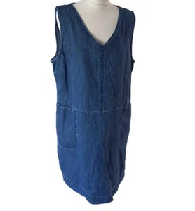 Damas Blanco Stuff Denim Cambio Túnica Delantal 100% Algodón Bolsillos Vestido 18 UK - Imagen 1 de 12
