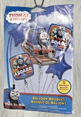 Thomas Tank Engine  Balloons Foil 5pc Bouquet Birthday Party Decoration - image 1 of 4