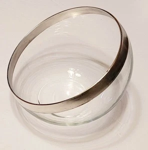 Vintage Silber verblassen Band geneigte Glasschale 4,75" - Bild 1 von 5