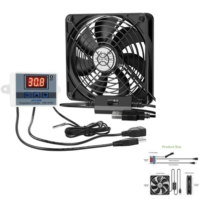 USB Lüfter 120mm, Digitaler Temperaturregler, 3 Geschwindigkeiten, PC Lüfter - Bild 1 von 2