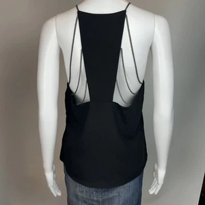PARKER Small Black Sleeveless Top Chain Back Keyhole Neck Avant Guarde $242 NWT - Picture 1 of 18