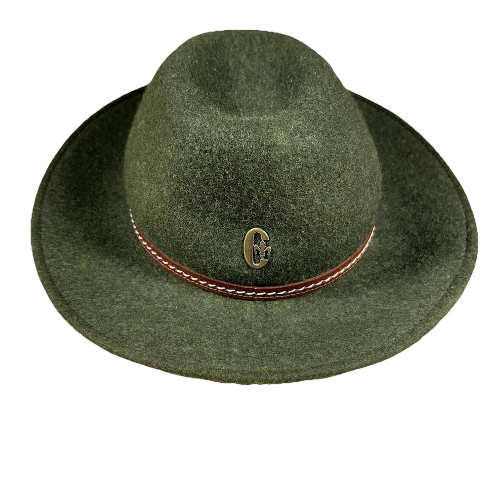 Conte of Florence Wool Fedora Wide Brim Hat 58 Green Mens Outdoors Italy - Image 1 of 4